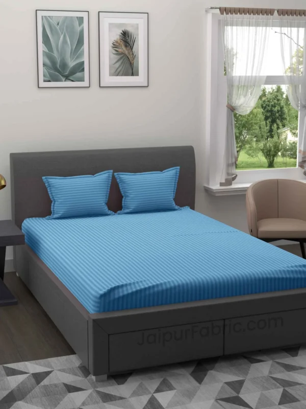 Plain Striped Double Bedsheet