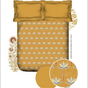 Trident Carnival Gold Douuble Bedsheet